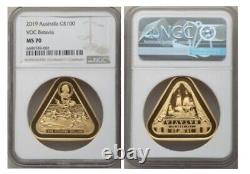 2019 Australia Shipwreck Batavia MS70 1 Oz Gold Triangular Coin BU (250 Minted)