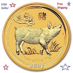 2019 Australian Lunar Series II YEAR OF THE PIG 1/10 oz GOLD BU Capsulated Coin