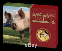 2019 Australian Lunar Year of the Pig 1oz Gold Proof COLORED $100 Coin Australia