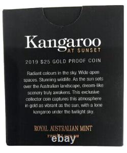 2019 Kangaroo at Sunset $25 1/5oz Gold Proof Coin- RAM RARE Ballot Coin #665