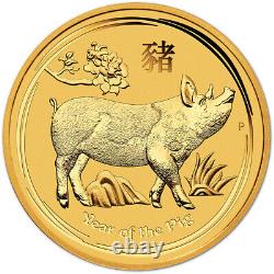 2019 P Australia Gold Lunar Series II Year of the Pig 1/4 oz $25 BU