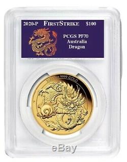 2020 Australia 1 oz Gold Dragon 70 PCGS (FS) 188 Minted Box & COA PRESALE (Aug)