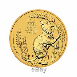 2020-P $15 1/10oz Australian Gold Year of the Mouse Lunar Series III