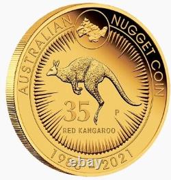 2021 35th Anniversary of Kangaroo Nugget 1/4 oz Gold Proof Perth Mint