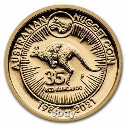 2021 AUS Gold 1/4 oz 35th Anniv Australian Kangaroo Nugget Proof SKU#231704