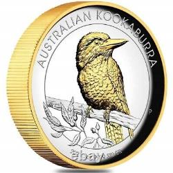 2021 Australian Kookaburra High Relief Gilded 2oz Silver Coin