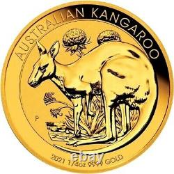 2021 Gold 1/4 oz Australia Kangaroo $25 Queen Elizabeth Coin BU+ Perth Mint