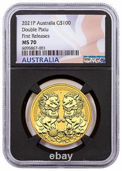 2021 P Australia Pixiu Forbidden City Imperial Lion 1 oz Gold $100 NGC MS70 FR