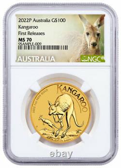 2022P Australia Gold Kangaroo 1 oz Gold $100 Coin NGC MS70 FR Exclusive Kangaroo