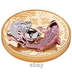 2022 10 oz Proof Gold Jewelled Koi Coin Perth Mint. 9999 Fine (withBox & COA)