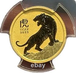 2022 1/10 Oz GOLD $15 Australia YEAR OF THE TIGER NGC MS70 FDOI Coin