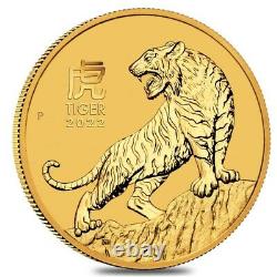 2022 1/2 oz Gold Lunar Year of The Tiger BU Australia Perth Mint In Cap