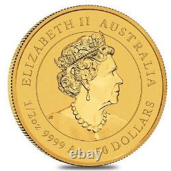 2022 1/2 oz Gold Lunar Year of The Tiger BU Australia Perth Mint In Cap