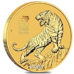 2022 1 oz Gold Lunar Year of The Tiger BU Australia Perth Mint In Cap