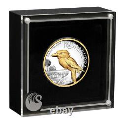 2022 2 oz Silver Proof Australian Kookaburra High Relief Coin Gilded 2000 minted