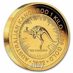 2022 Australia 1 kilo Gold Kangaroo BU SKU#242432