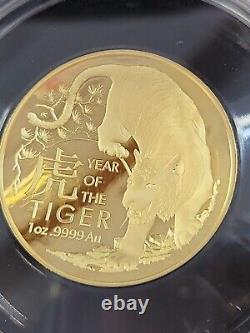 2022 Australia 1 oz Gold $100 Lunar Year of the Tiger Domed Proof