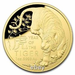 2022 Australia 1 oz Gold $100 Lunar Year of the Tiger Domed Proof SKU#238120