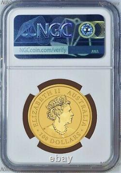 2022 Australia Bullion 1oz. 9999 GOLD Kangaroo NGC MS70 $100 Coin FR