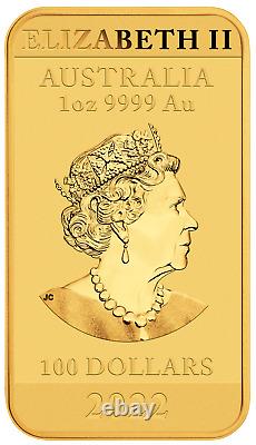 2022 Australia DRAGON RECTANGULAR 1oz. 9999 $100 GOLD Bullion Coin in Capsule