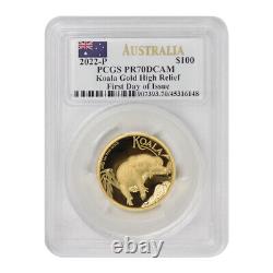 2022 Australian $100 Gold Koala High Relief PCGS PR70DCAM FDOI withOGP