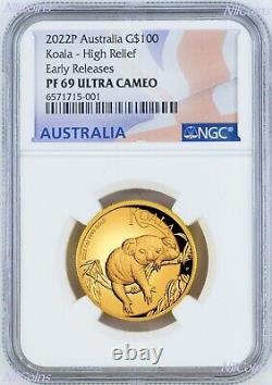2022 Australian Koala 1oz Gold Proof High Relief $100 COIN NGC PF69 200 MTG FR