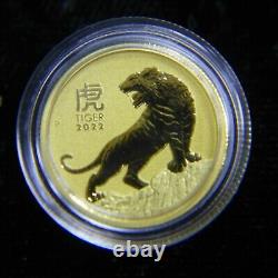 2022 Australian Lunar Tiger 1/10oz. 9999 Gold Uncirculated Coin in Capsule