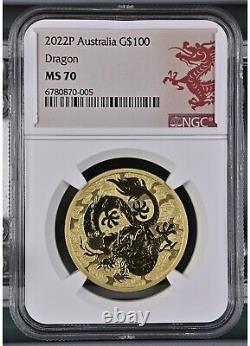 2022 Gold 1oz Dragon Coin NGC? MS-70 Top Pop