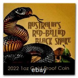 2022 Niue 1 oz Pf Gold Red-Bellied Black Snake Deadly & Dangerous SKU#245032