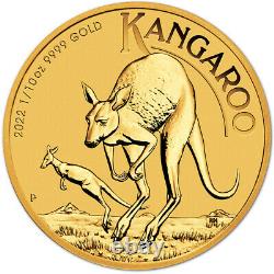 2022 P Australia Gold Kangaroo 1/10 oz $15 BU