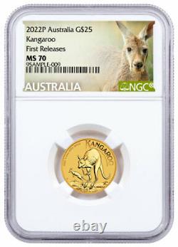 2022 P Australia Gold Kangaroo 1/4 oz Gold $25 NGC MS70 FR Exclusive Kangaroo