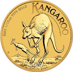 2022 p. 9999 Gold Australian Kangaroo 1/10th coin