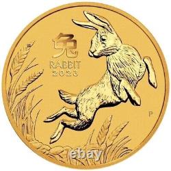 2023 1/20 Oz Australia Gold Lunar Series III Year of the Rabbit $5 In Capsule