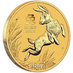 2023 1/20 Oz Australia Gold Lunar Series III Year of the Rabbit $5 In Capsule