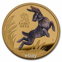 2023 Australia 1 oz Gold Lunar Rabbit PF (Colorized, Box & COA) SKU#270374