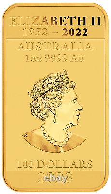 2023 Australia DRAGON RECTANGULAR 1oz. 9999 $100 GOLD Bullion Coin in Capsule