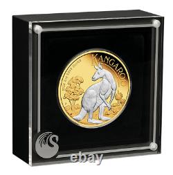 2023 Australia Reverse-Gilded Kangaroo Proof. 9999 Silver 2 oz Mintage of 1999