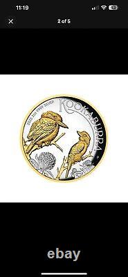 2023 Australian Kookaburra 2oz Silver High Relief Gilded Proof Coin