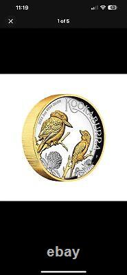 2023 Australian Kookaburra 2oz Silver High Relief Gilded Proof Coin
