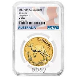 2024 $100 Australia Gold Kangaroo 1 oz NGC MS70 ER Australia Flag Label