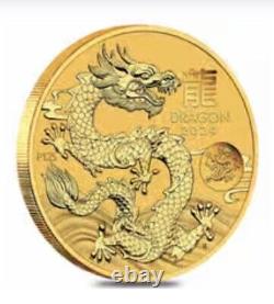 2024 1 oz Gold Lunar Dragon with Dragon Privy BU Perth Mint Limited Mintage 3000