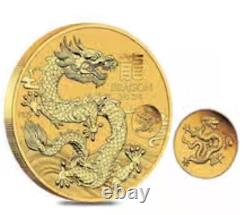 2024 1 oz Gold Lunar Dragon with Dragon Privy BU Perth Mint Limited Mintage 3000