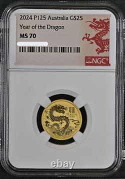 2024 Australia Lunar Series III Year of the Dragon 1/4 oz Gold Coin NGC MS 70