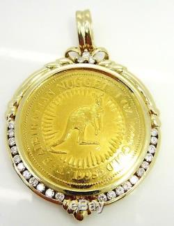 24c, 9999 1oz 1995 Australian Nugget Coin, 18ct Yellow Gold Pendant 1. Ct Diamonds