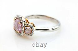 2.35ct Natural Argyle 6PP Fancy Pink Diamond Engagement Ring GIA 18K Cushion