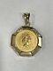2 Ct Round Cut Moissanite Australian Nugget Coin Pendant 14k Yellow Gold Plated