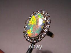 3.25 ct. Australian Black Opal and Diamond Ring 14k Yellow Gold