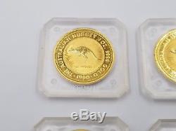 4 1990 Australia 1 oz. 9999 Gold Kangaroo Nugget BU