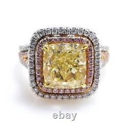 5.24ct Natural Argyle 6pp Fancy Yellow & Pink Diamonds GIA Engagement Ring 18K