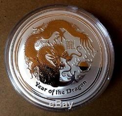 5 x 2 oz 2012 Silver Australian Lunar Year of the Dragon Coin SEALED MINT ROLL